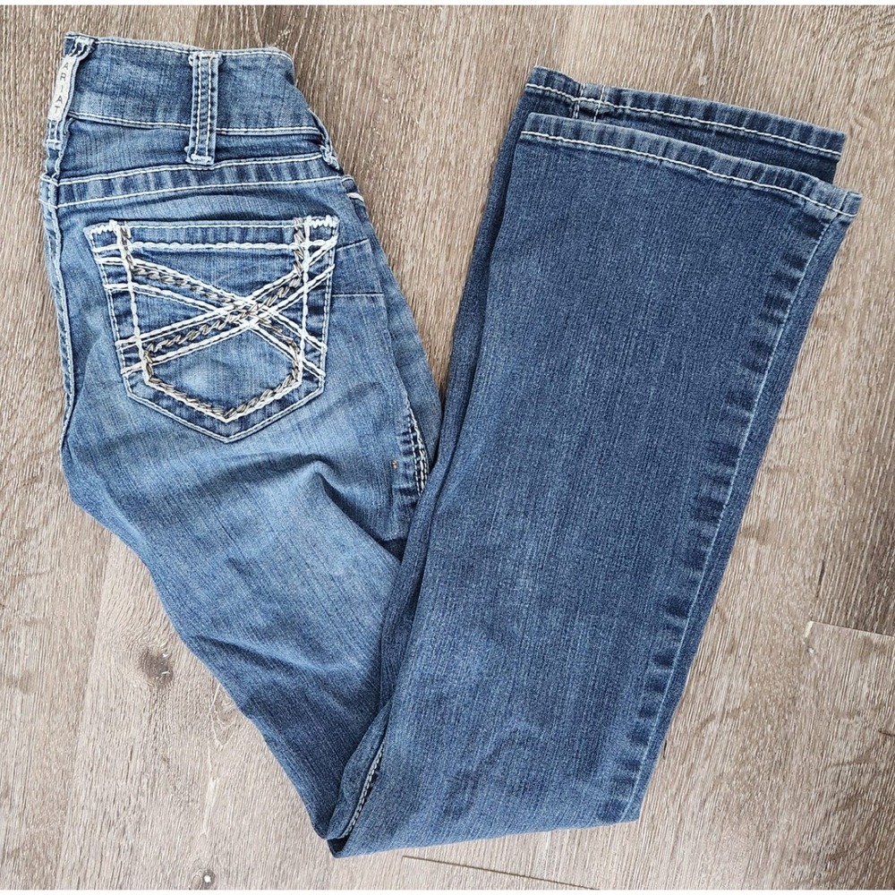 Ariat Real Denim Womens 25R Bootcut Jeans Medium Wash Contrast Stitch Western